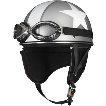 ヘルメットレトロオートバイヘルメットハーフヘルメットMサイズグレーゴーグルあり