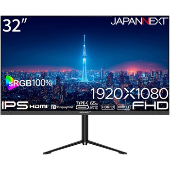32型/1920×1080/HDMI×1、DP×1、Type-C×1/ブラック/スピーカー有/2年保証 JAPANNEXT