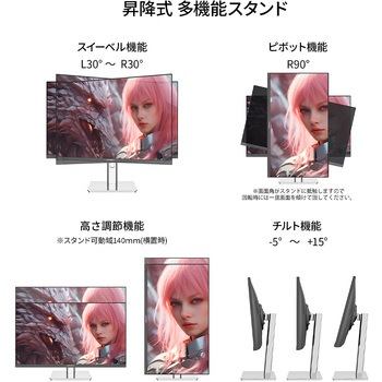 24.5型/1920×1080/HDMI、DP×2/ブラック/スピーカー有/2年保証/昇降式 JAPANNEXT
