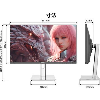 24.5型/1920×1080/HDMI、DP×2/ブラック/スピーカー有/2年保証/昇降式 JAPANNEXT