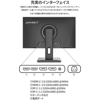 24.5型/1920×1080/HDMI、DP×2/ブラック/スピーカー有/2年保証 JAPANNEXT