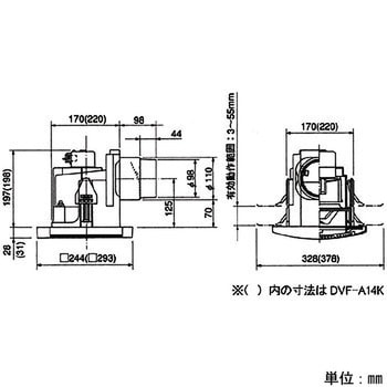 DVF-A14K4 丸穴取付ダクト用ファン(スタンダード格子タイプ) 1台 東芝