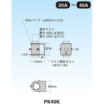 側面付けマスト取付金具 マスプロ電工 金具類 【通販モノタロウ】