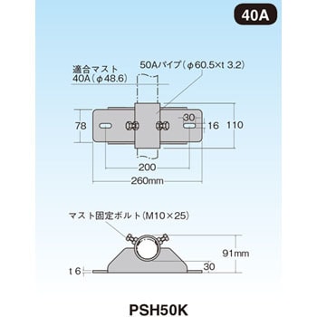 最新情報 定価 マスプロ電工 側面付けマスト金具 PK501K テレビ