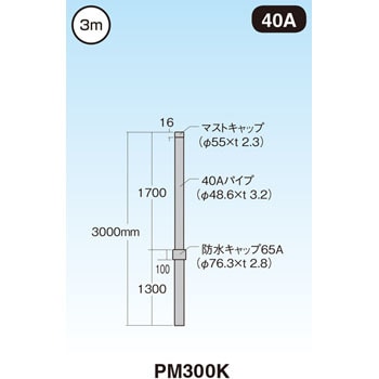 PM300K マスト マスプロ電工 長さ3m PM300K - 【通販モノタロウ】