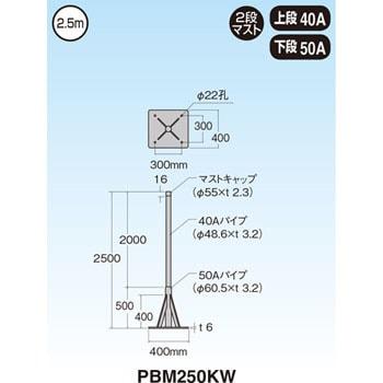 PBM250KW 自立マスト マスプロ電工 長さ2.5m PBM250KW - 【通販