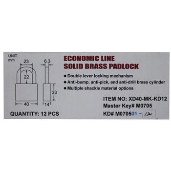 XD40-MK-KD12/SET 南京錠(マスターキー付) 1セット(12個) FEDERAL