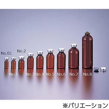 バイアル瓶(ゴム栓・アルミキャップ付き) マルエム(理化学・容器)