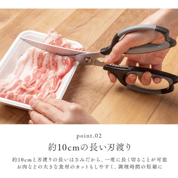 刃渡りが長いキッチンカーブはさみ アイメディア
