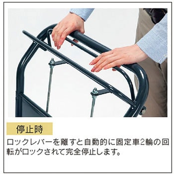 ハンドブレーキ付き二段式ワゴン台車 エヌケーキャリーキャスター