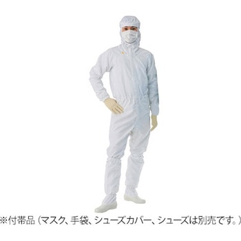 クリーンウェアフード一体ツナギ服 男女兼用 ホワイト 東洋リントフリー