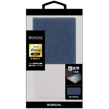 iPhone XS/iPhone X  デニムフラップケース「WINDE」 ストラップホール付 スタンド機能 LEPLUS