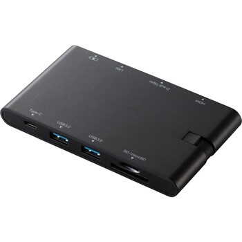 USBハブ ドッキングステーション PD対応 Type-C接続 HDMI VGA LAN SD 軽量 スリム ケーブル収納 マルチハブ エレコム