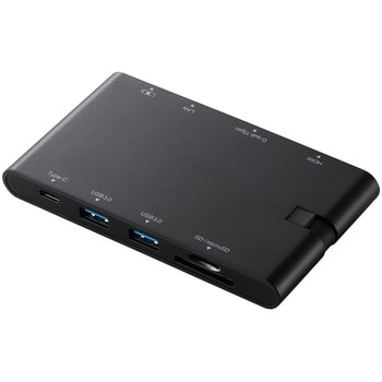 USBハブ ドッキングステーション PD対応 Type-C接続 HDMI VGA LAN SD 軽量 スリム ケーブル収納 マルチハブ
