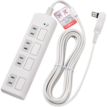耐雷フラットスイッチ付タップ 独立スイッチ ホコリ防止シャッター付き トラッキング 火災予防 ELPA