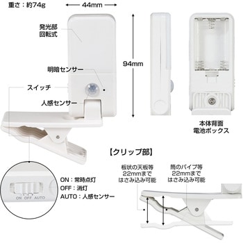 LEDセンサー付ライト クリップ式 ELPA