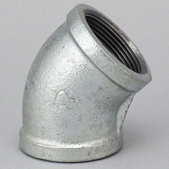 45°エルボ 可鍛鋳鉄製管継手 (白) 桑名金属工業