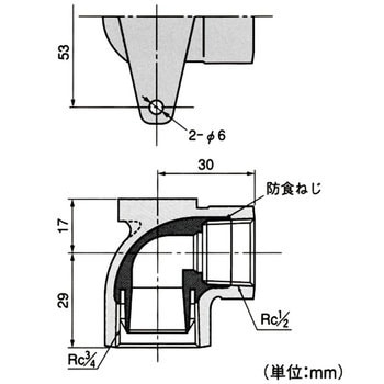 A形座付きエルボ(奥樹脂ねじ付) 管端防食管継手 桑名金属工業