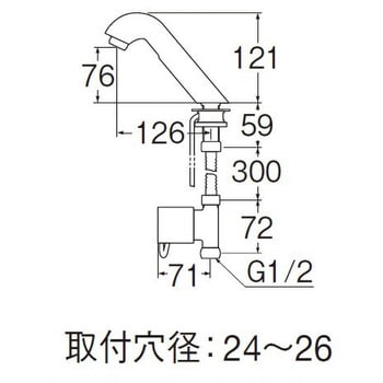 SANEI 自動水栓 取付穴径24~26? EY501-13-