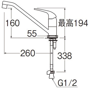 K87010JV-13 シングルワンホール混合栓 1個 SANEI 【通販サイトMonotaRO】