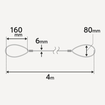 JIS玉掛ワイヤロープ ロック止(6×24)O/O モノタロウ