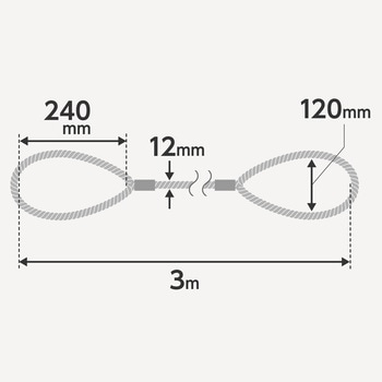JIS玉掛ワイヤロープ ロック止(6×24)O/O モノタロウ