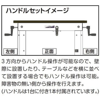 ワークテーブル昇降タイプ(3方ハンドル仕様) 塩ビシート天板 ヤマテック