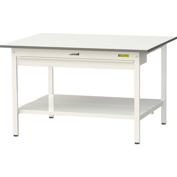 ワークテーブル150シリーズ 固定式 ワイド引出し・全面棚板付 H740mm ヤマテック