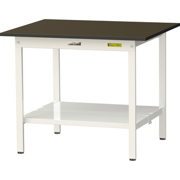 ワークテーブルLABシリーズ 固定式 全面棚板付 指紋レスメラミン天板 H740mm ヤマテック