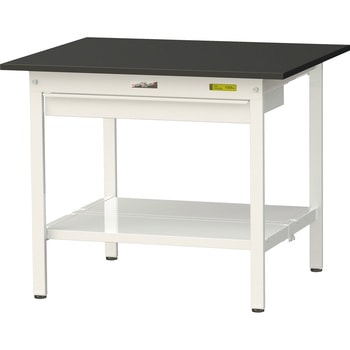 ワークテーブルLABシリーズ 固定式 ワイド引出し・全面棚板付 ケミテクト天板 H740mm ヤマテック