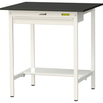 ワークテーブルLABシリーズ 固定式 ワイド引出し・半面棚板付 ケミテクト天板 H950mm ヤマテック