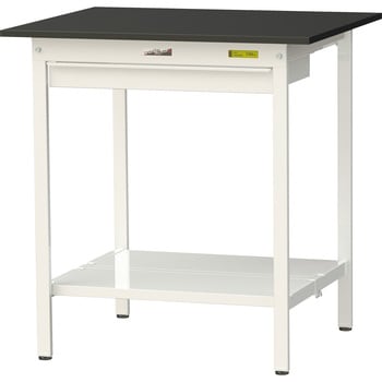 ワークテーブルLABシリーズ 固定式 ワイド引出し・全面棚板付 ケミテクト天板 H950mm - ヤマテック