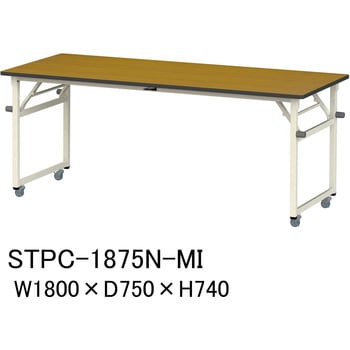 軽量作業台/耐荷重112kg_折りたたみ式キャスター付きH740_ポリエステル天板_ワークテーブル 山金工業
