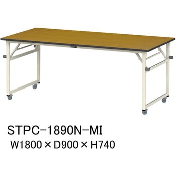 軽量作業台/耐荷重112kg_折りたたみ式キャスター付きH740_ポリエステル天板_ワークテーブル 山金工業
