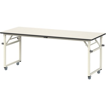 軽量作業台/耐荷重112kg_折りたたみ式キャスター付きH740_塩ビシート天板_ワークテーブル 山金工業