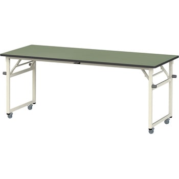 軽量作業台/耐荷重112kg_折りたたみ式キャスター付きH740_塩ビシート天板_ワークテーブル 山金工業