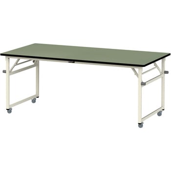 軽量作業台/耐荷重112kg_折りたたみ式キャスター付きH740_塩ビシート天板_ワークテーブル 山金工業