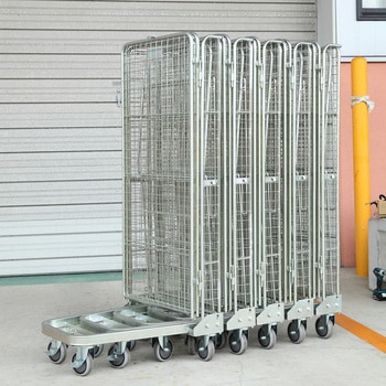鋼製カゴ車”セキュリティカーゴEU”(メッキ仕様) - ワコーパレット