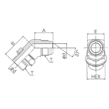 SWO5U座付エルボ(ユニファイネジ)(Oリング付) - 清水製作所[継手]