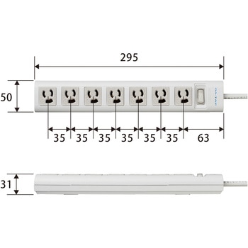 延長コード 電源タップ用 3P 7個口 マグネット付 一括集中スイッチ付 3P→2P変換アダプタ付 エレコム
