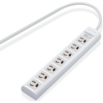 電源タップ 延長コード 7個口 3P マグネット 一括スイッチ 雷ガード 抜け止め 3P→2P変換アダプタ付 コンセント エレコム
