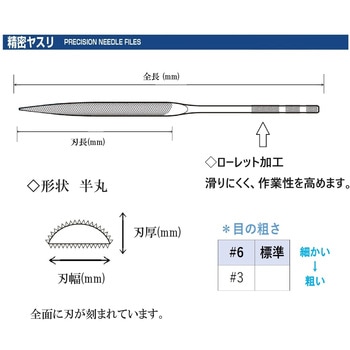 精密ヤスリ(半丸) ツボサン