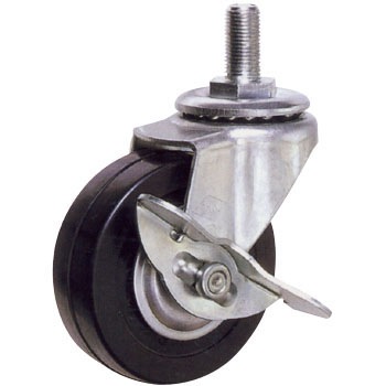 STL-S-100R ネジタイプキャスター ゴム  自在車ストッパー付 チヨダ・エスケーケー(SKK) 34737342