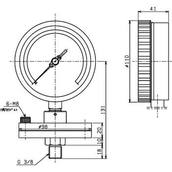AS3/8x100x1MPa 隔膜式圧力計BT-1型 Φ100 1台 右下精器製造 【通販
