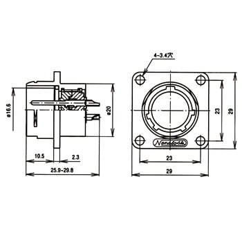 NR-202-RM NRシリーズワンタッチ中型メタルコネクタ パネル取付