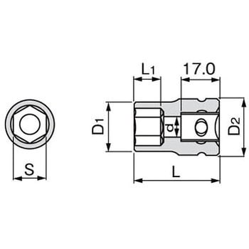 インパクト用ソケット(無電解ニッケルメッキ) TONE トネ (前田金属工業)