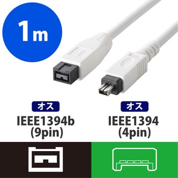 IE-941WH IEEE1394ケーブル 9ピン-4ピン FireWireケーブル ホワイト 1式 エレコム 【通販モノタロウ】