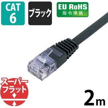 LANケーブル CAT6準拠 ブラック ギガビット フラットケーブル 厚さ約1.4mm 薄型 エレコム