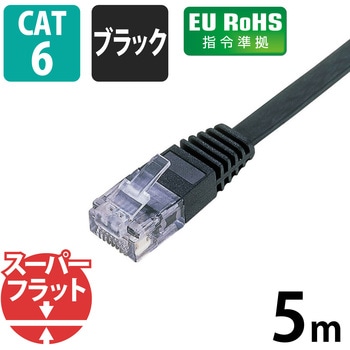 LANケーブル CAT6準拠 ブラック ギガビット フラットケーブル 厚さ約1.4mm 薄型 エレコム