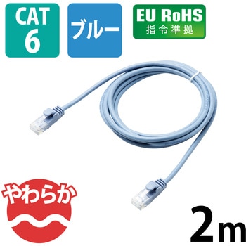 LANケーブル CAT6 ギガビット より線 やわらか スリムコネクタ 爪折れ防止 短尺 エレコム